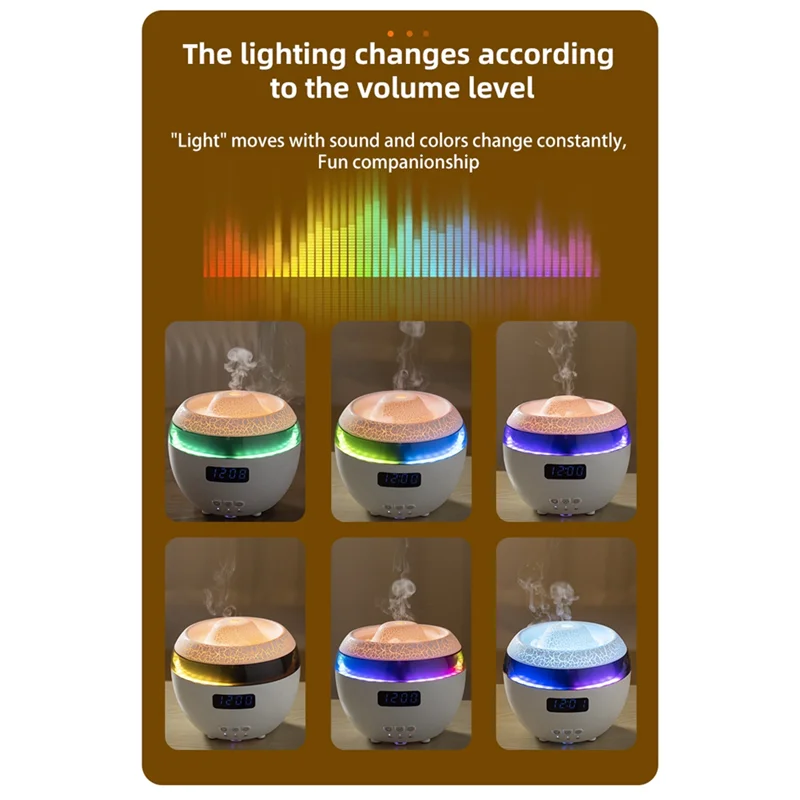 

ABUS-Dynamic Humidifier Home Desktop Digital Display Clock Wireless Remote Control Essence Oil Aromatherapy Machine EU Plug