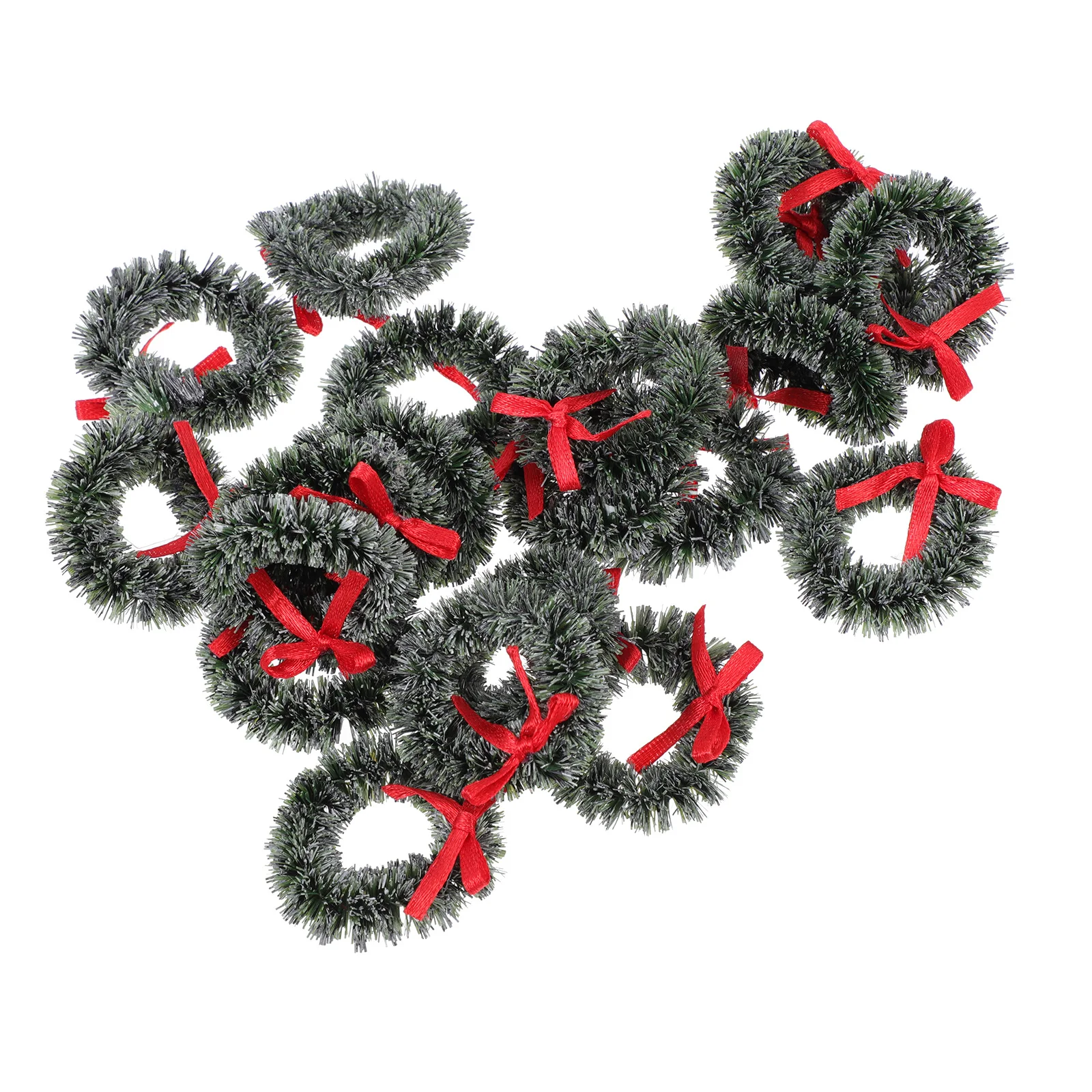 

24Pcs Mini Christmas Wreaths Artificial Bow Garland Tiny Hanging Ornaments Small Indoor Holiday Decoration Crafts