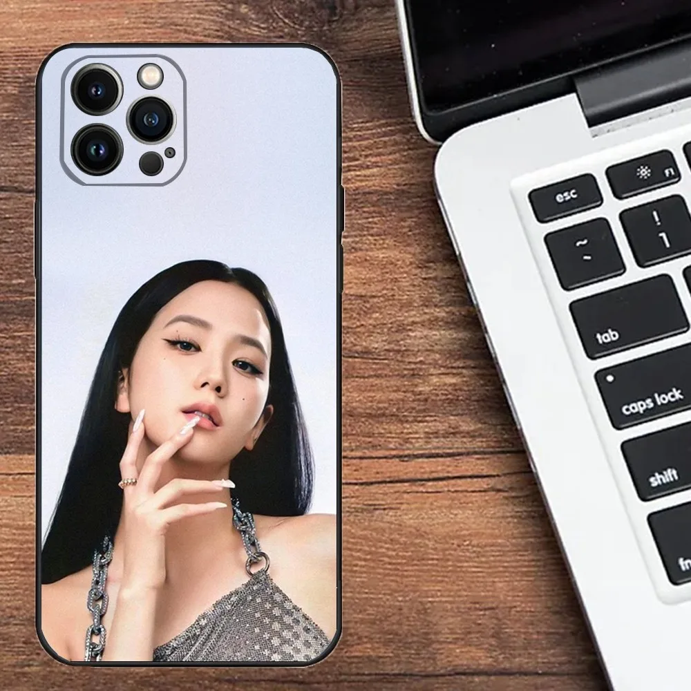 J-Jisoo Jennie kpop Phone Case For Apple iPhone 15,14,13,12,11,XS,XR,X,8,7,Pro,Max,Plus,mini Silicone Black Cover