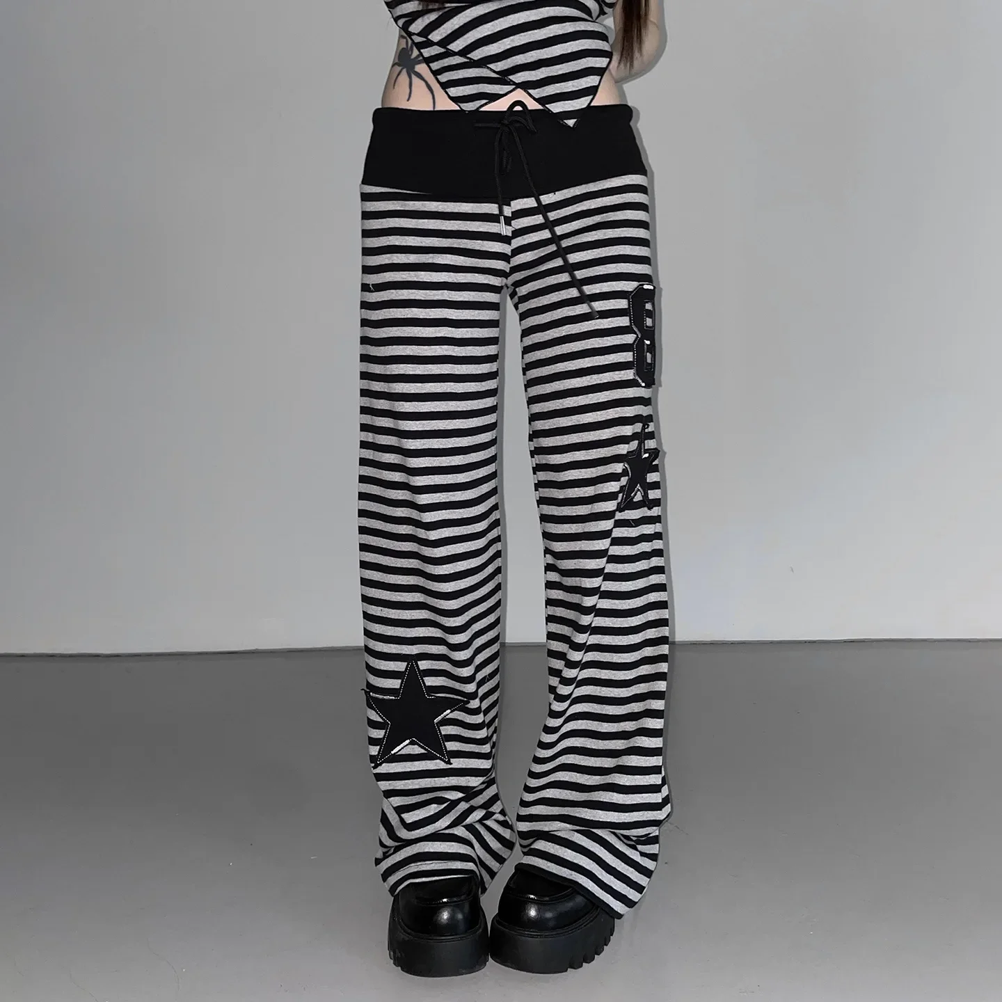 

Женские свободные повседневные брюки Y2K в европейско-американском стиле, с контрастными полосками, удобные, базовые, универсальные