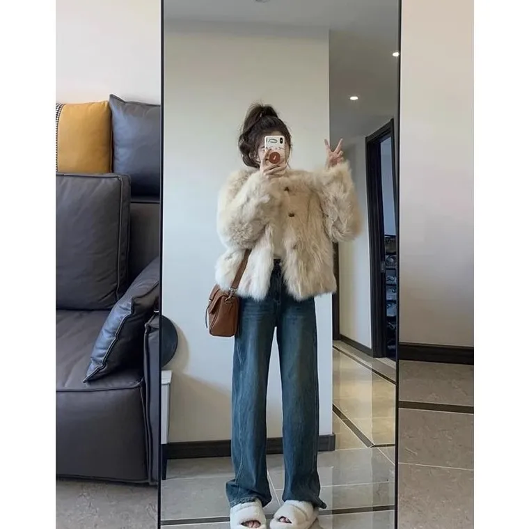 

Пальто из искусственного меха для девочек, женские декоративные укороченные вечерние унисекс, минимализм, простой желтый отложной воротник, длинные уютные полосатые Ins