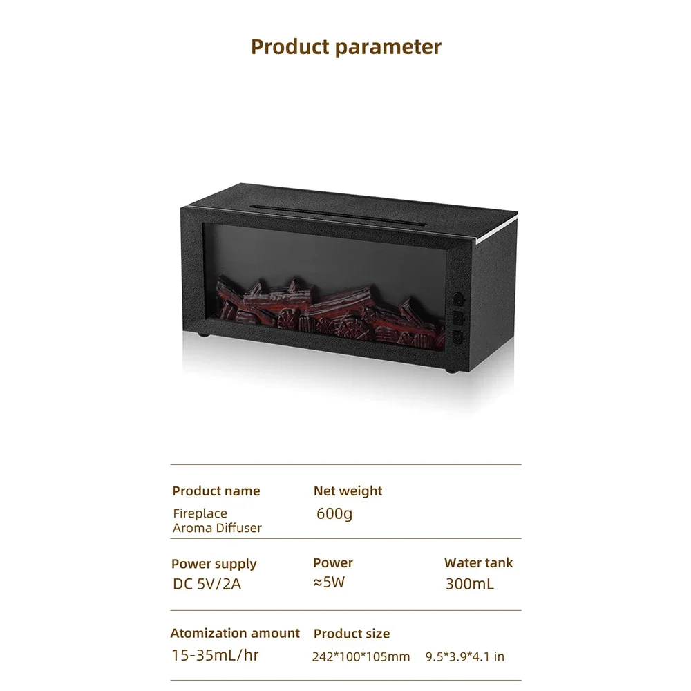 Umidificatore per oli essenziali con luce a LED 4In1 Umidificatore per camino Tipo C Diffusore di aromi ricaricabile per regalo creativo domestico