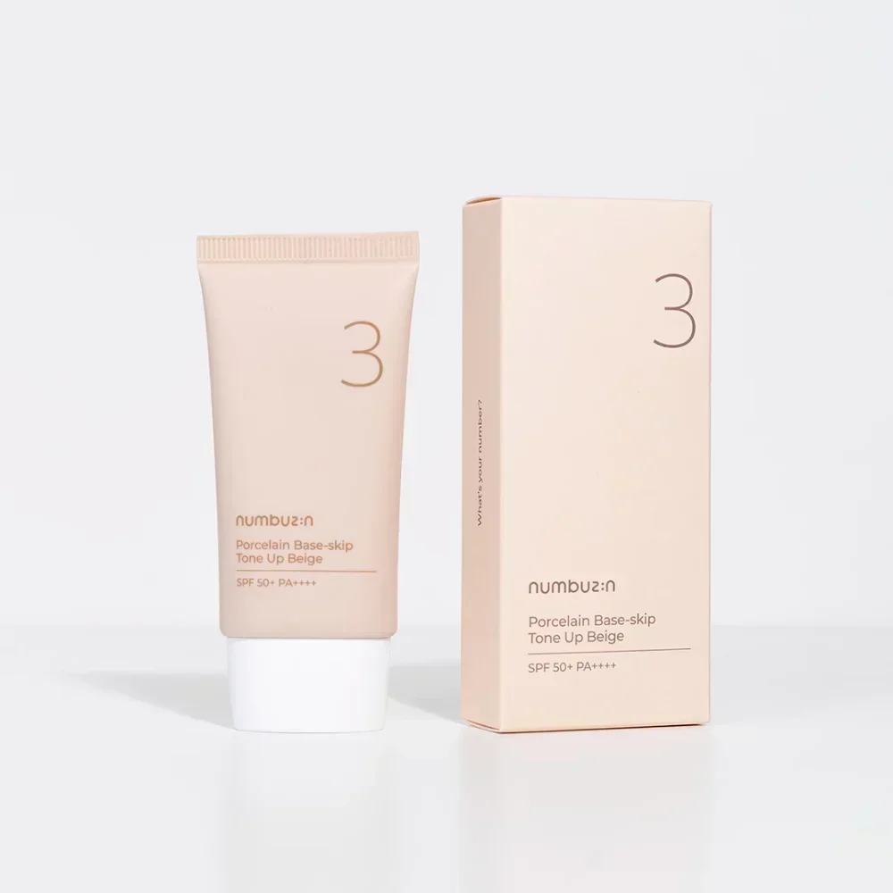 

Numbuzin NO.3 Porcelain Base-skip Tone-up Beige Cream 50мл SPF50+/PA++++ Стойкий консилер для осветления кожи, корейская косметика для ухода за кожей