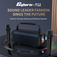 Cyboris T12 Outdoor 80W High Power Portable Karaoke Bluetooth Speaker RGB Colorful Illuminated Waterproof Subwoofer Home Party