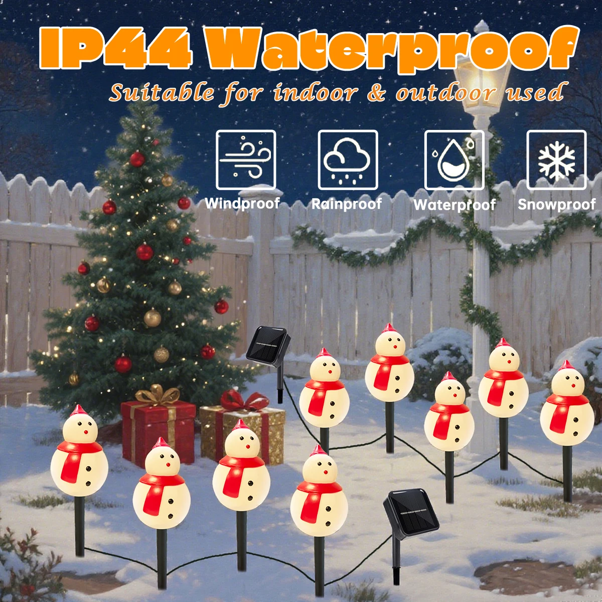 4/5 قطعة/الحزمة عيد الميلاد ثلج قبعة تعمل بالطاقة الشمسية أضواء المسار في الهواء الطلق مصباح بعمود مقاوم للماء للمنزل حديقة عيد الميلاد الديكور #4