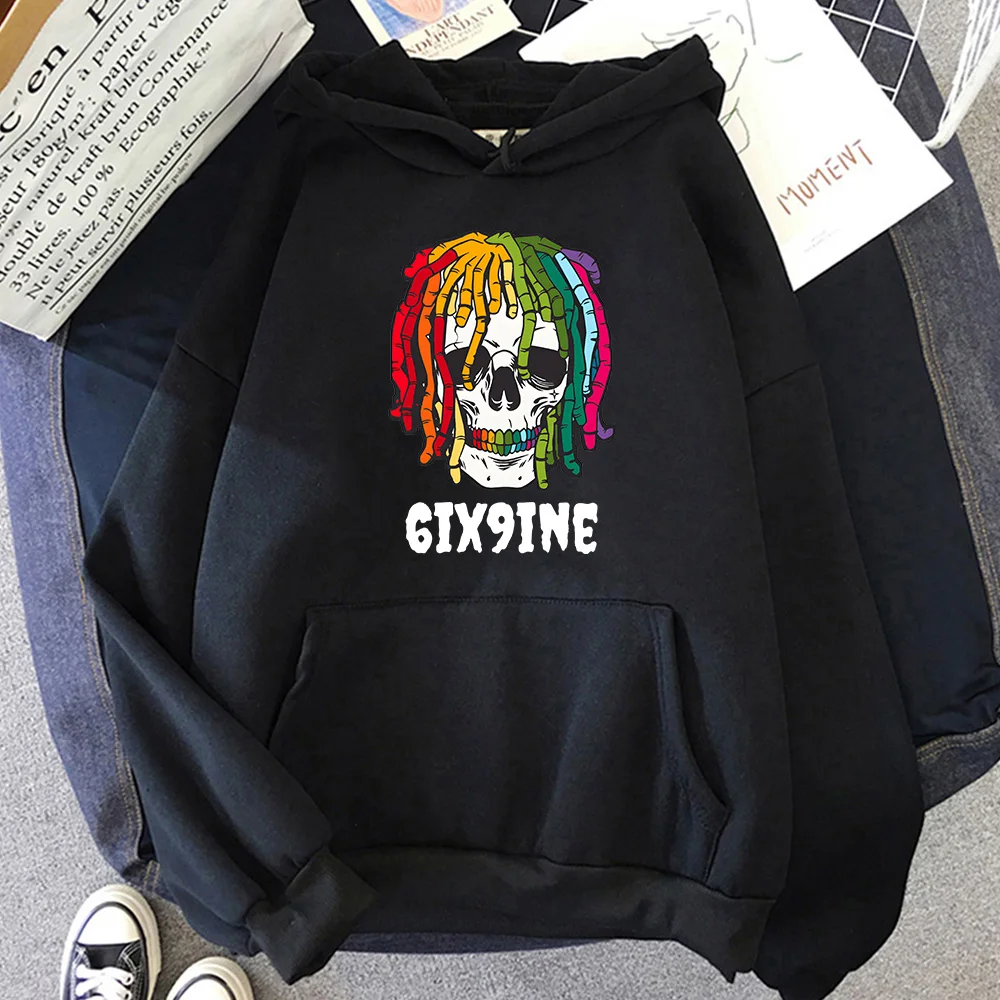 

6ix9ine Tekashi69 Мужские модные толстовки с мультяшным уродливым принтом, осень-зима, бархатные повседневные свободные топы, удобные пуловеры с круглым вырезом