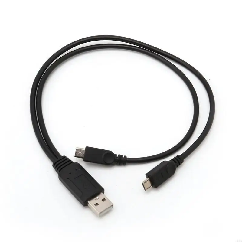 L4MA 38cm Portable USB Male Universal Micro USB Dual Male Y Adapter Splitter Cable
