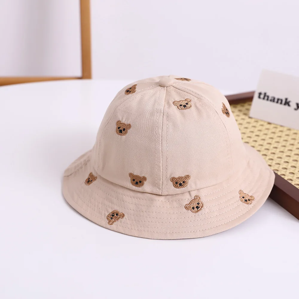 Embroidered Bear Baby Bucket Hat For 1-3Y Children New Spring Baby Boys Girls Sunshade Hat Lovely Outdoor Summer Hat Fishing Cap