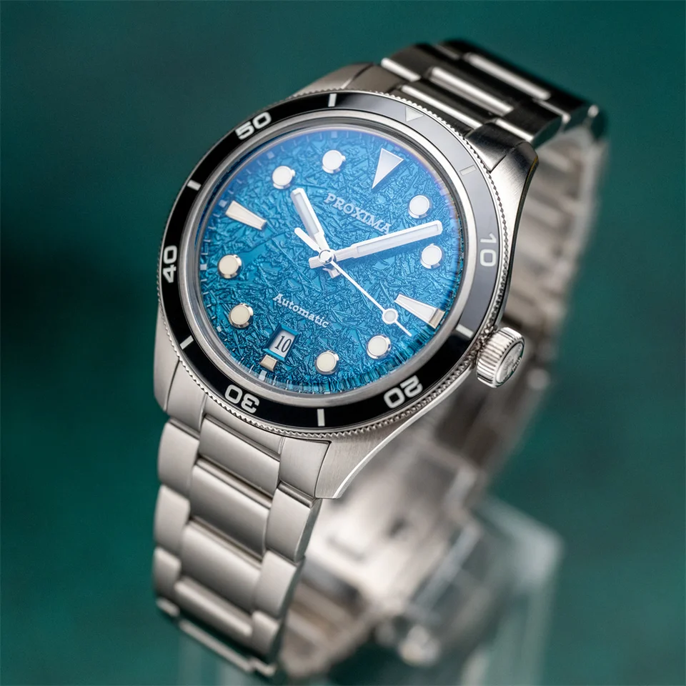 Proxima PX1697-2BN 39mm Men Watch Ice Flower Texture Dial Bubble