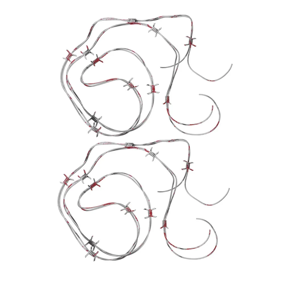 2Pcs Reusable Realistic Barbed Wire Ribbon Halloween Costume Accessories Scary Decoration Props for Haunted Photo Booth