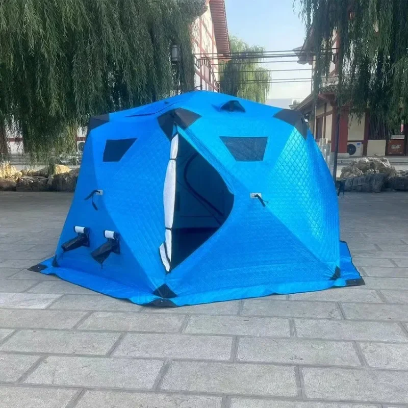 Pop-up outdoor three-layer hexagonal sauna tent portable square hiking insulated camping ice cube winter fishing tent