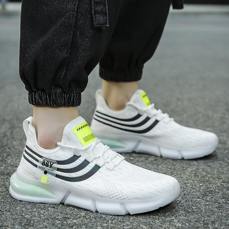 Spring and Autumn New Men's Casual Air Cushion Running Shoes Lightweight Mesh Casual Shoes Anti-Slip Shock Absorbing Sports Shoe