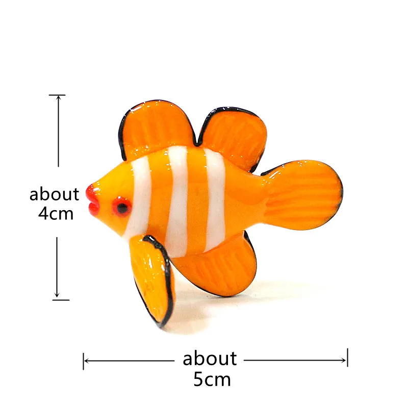 Murano Glas Clown Vis Kleine Standbeeld Ornament Leuke Clownfish Miniatuur Beeldje Aquarium Zee Dier Thuis Woonkamer Tafel Decor