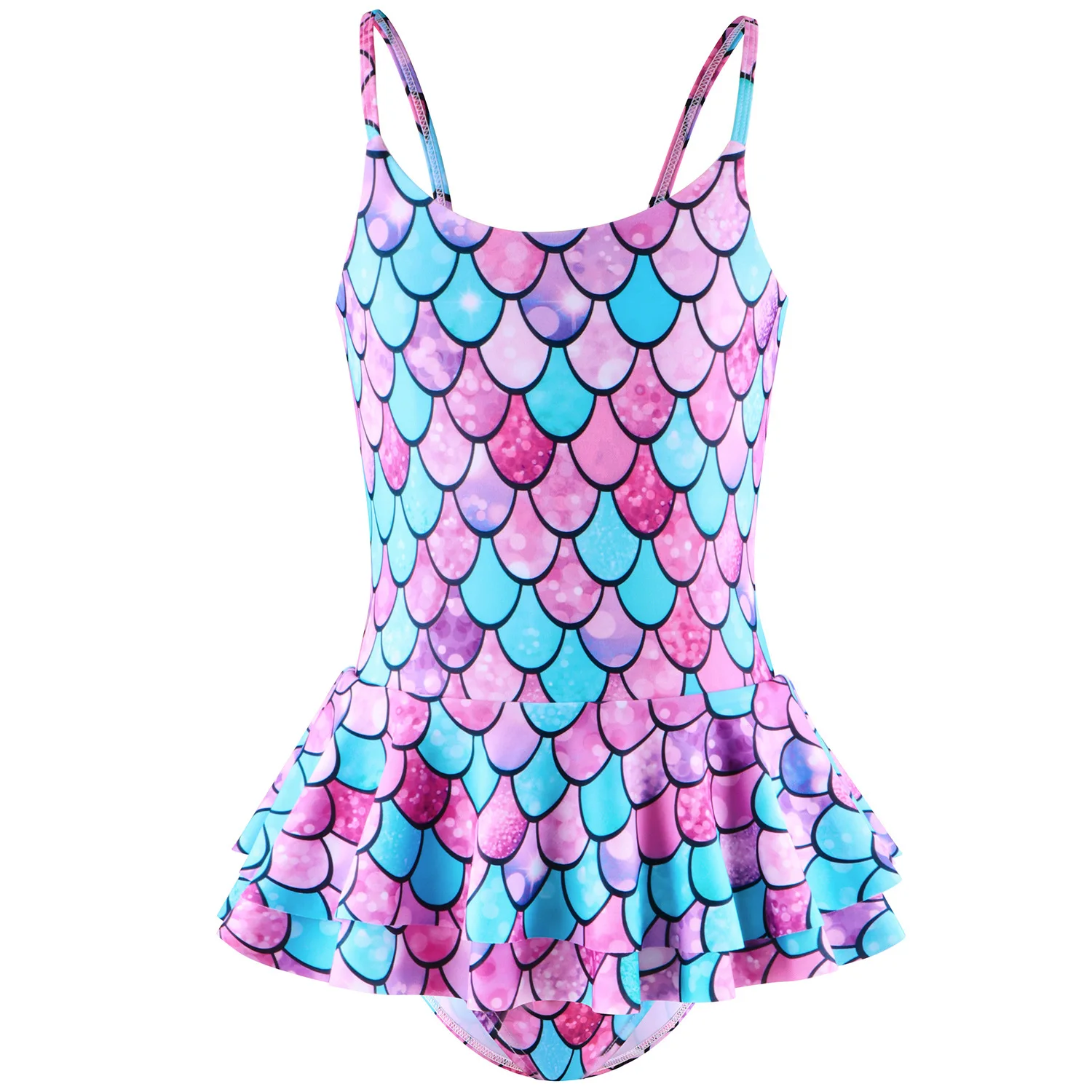 

Kid's Girls' One Piece Swimsuit 3D Fish Scale Bikini Swimwear Summer Mermaid Outfit Bathing Suit for Medium to Large Toddlers
