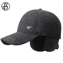 FS Vintage Winter Baseball Caps For Men Mature Keep Warm Women Cap With Earflaps Outdoor Sports Trucker Cap Gorras Para Hombres