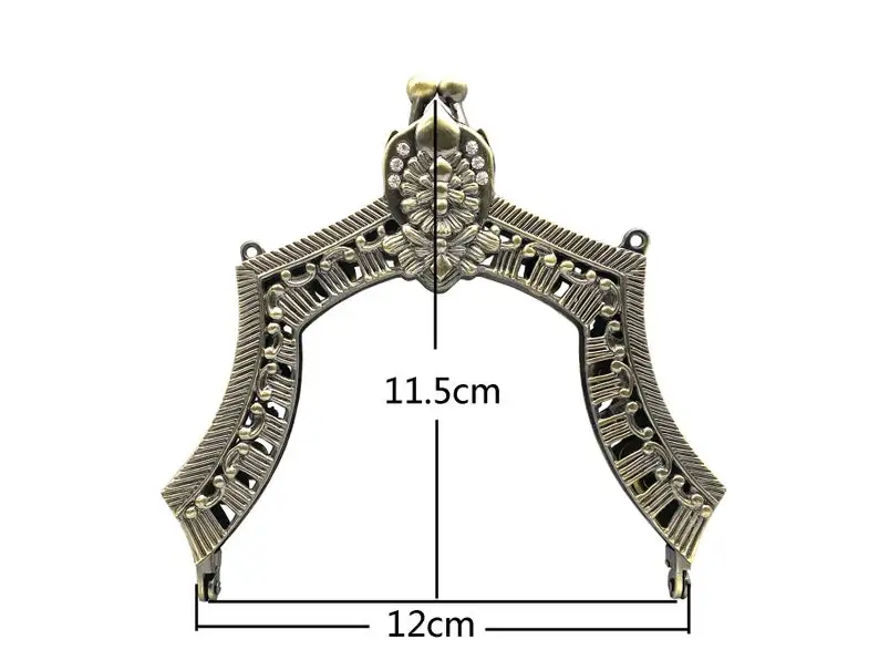 Factory 4 3/4 Inch 12 Cm Vintage Fancy Zinc Alloy Emboss Screws On Coin Bag Purse Pouch Frame Handle Hardware Supply Anti Bronze