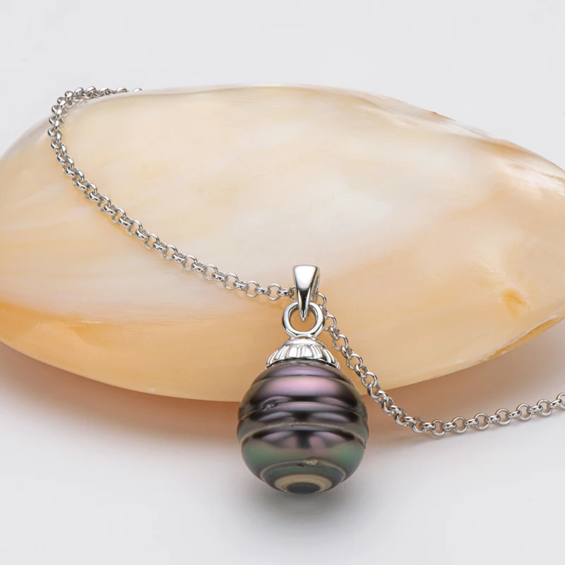 

Lnkry Irregular Tahitian Black Pearl Pendant Necklace Collier Argent 925 Sterling Silver Chain Necklace For Mother's Day Gift