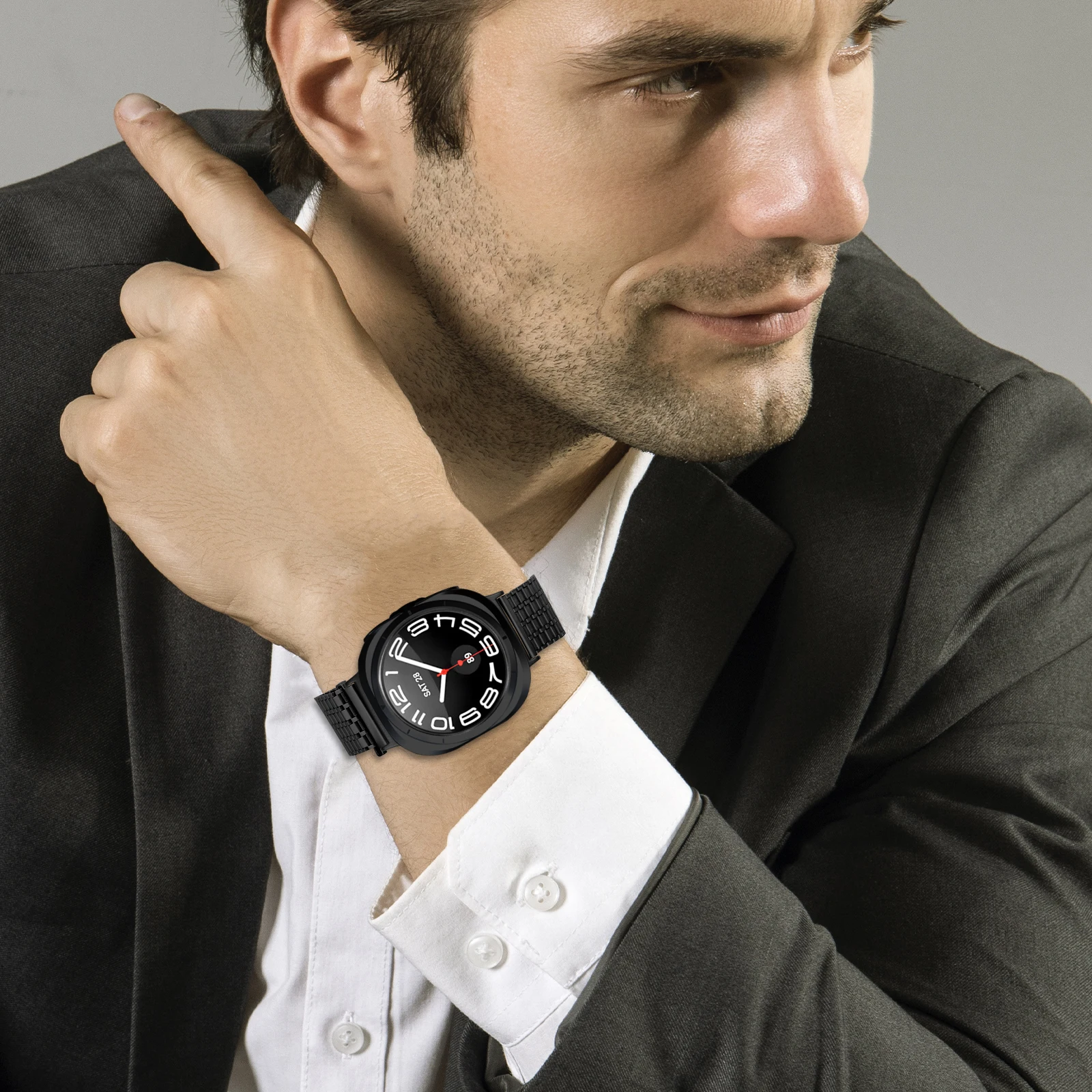 Ремешок для часов из нержавеющей стали подходит для аксессуаров для часов Samsung Ultra 47 мм со сменной конструкцией магнитной петли из девяти бусин