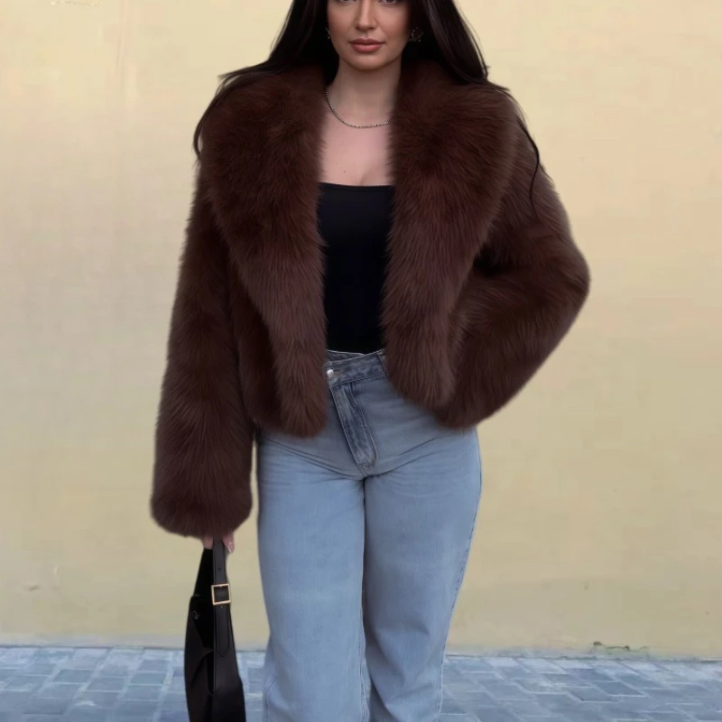 Women New Outer Wear Comfortable Elegant Casual Fashion Warm Loose Simple Design Flip Collar Long Sleeve Pure Color Cardigan