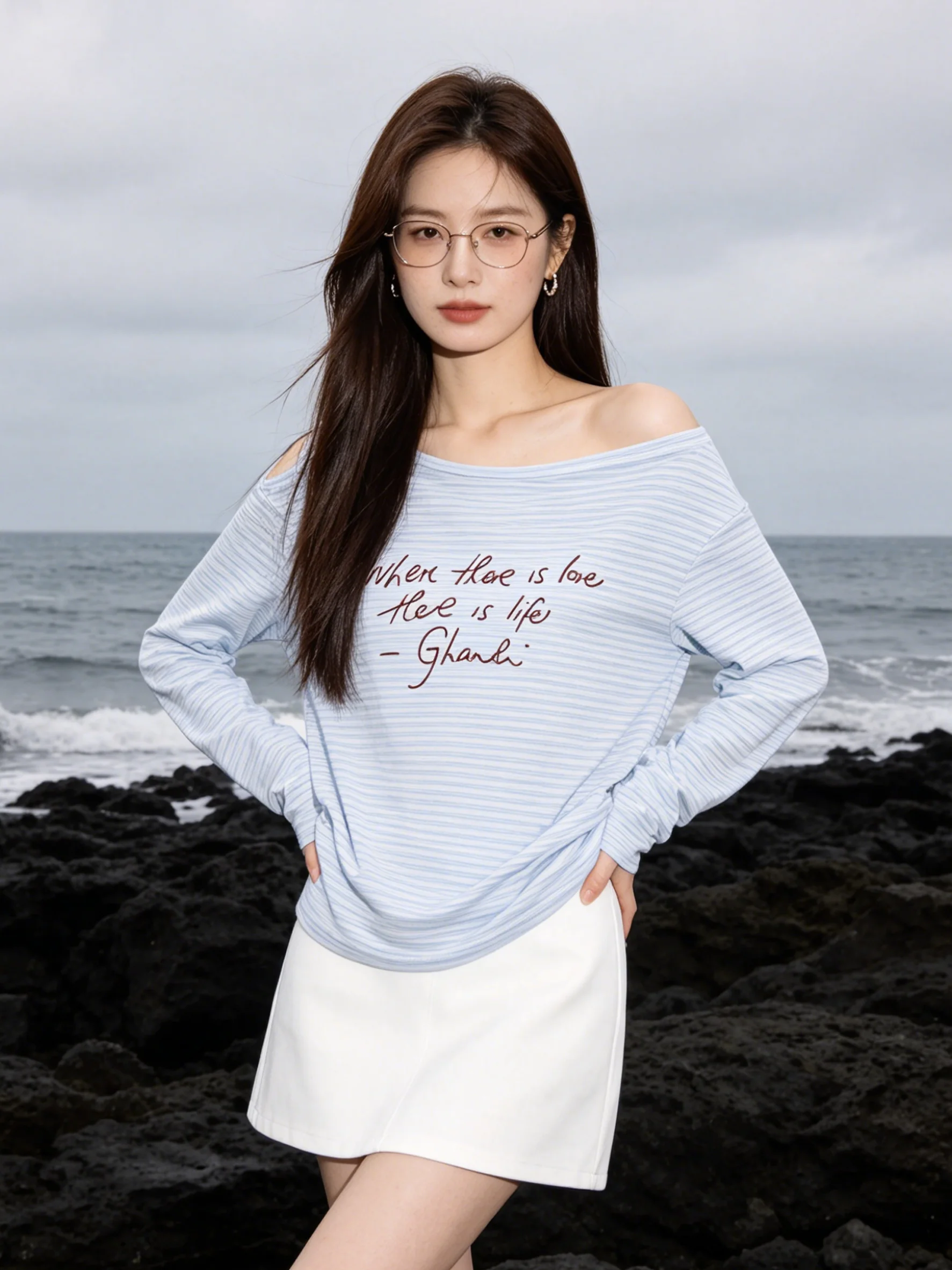 Anti-Uv Long Sleeve Hollow out Letter Pattern Summer Casual Style Striped Women's Skin-friendly Lightweight Top Fashionable C...