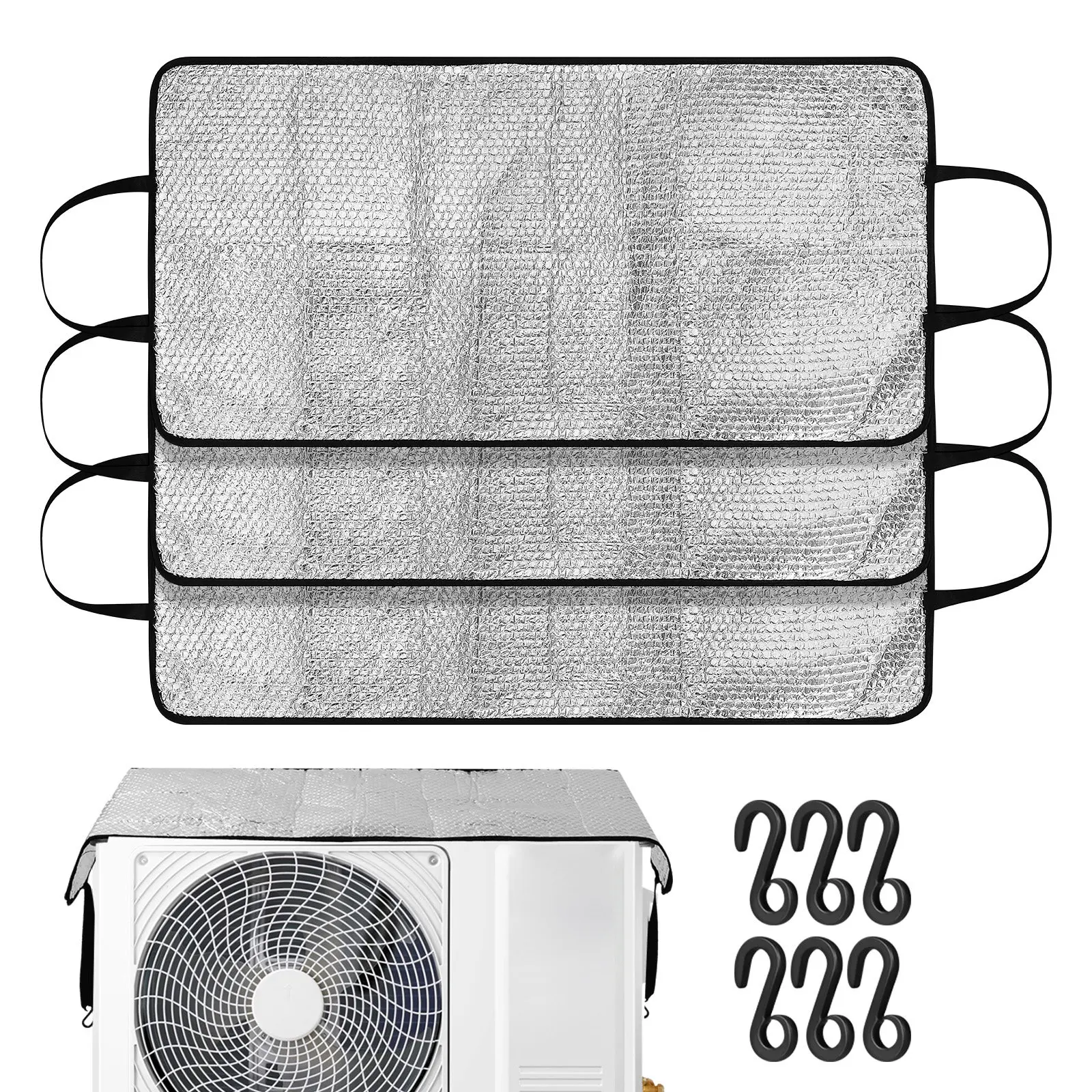 3Pcs Air Conditioner Cover Outdoor Unit 37x18in Aluminum Foil Uv Heat Rain Protection Versatile Fit for Wall Mounted Mini Split
