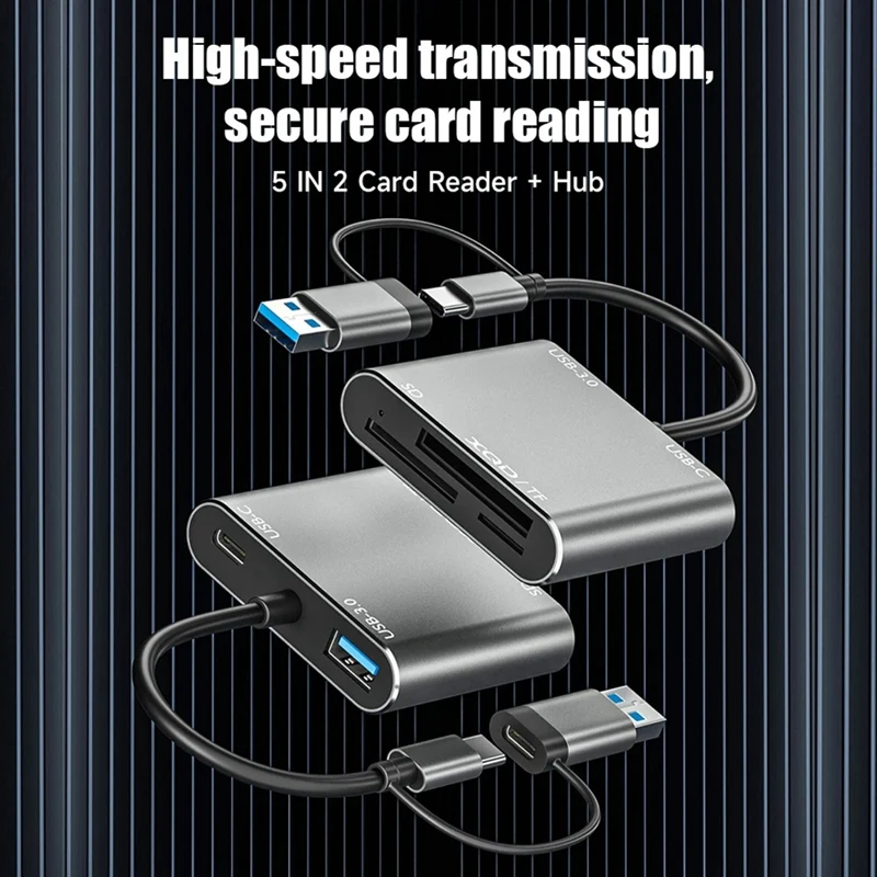 Top-New USB 3.0 Memory Card Reader 5 In1 USB-C To TF SD XQD Card Reader Adapter For Iphone 15 Pro/Max  Pro/Air 2023