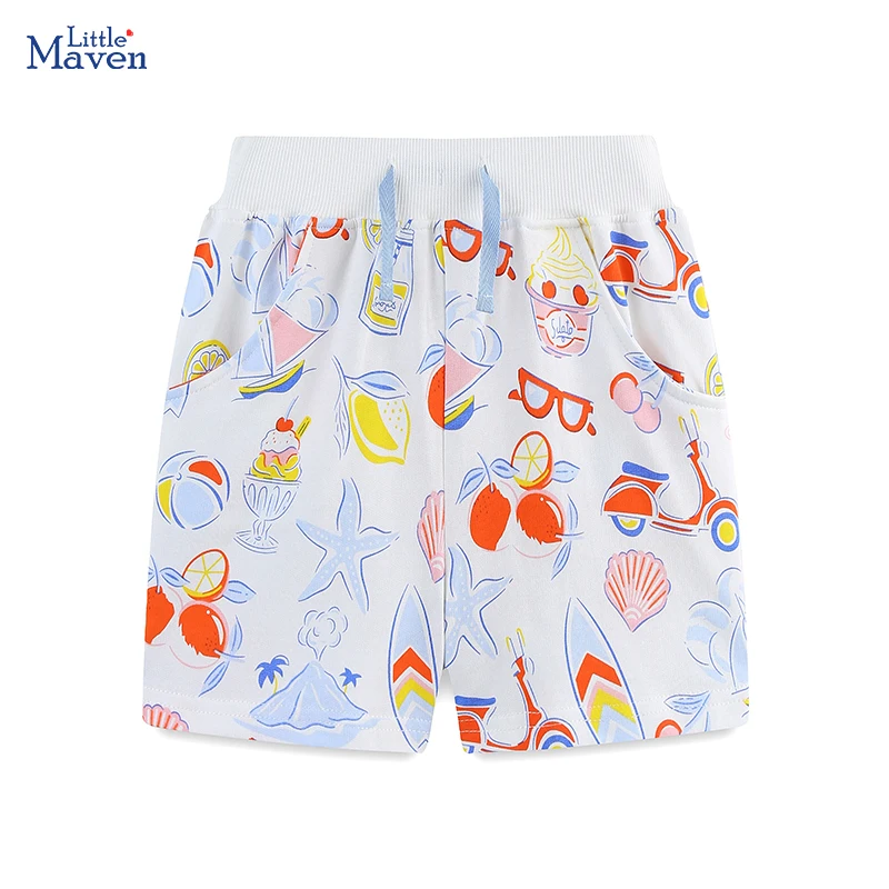 

Little maven Summer Children's Clothing Cartoon Fashion Print Baby Girls Shorts Cute Princess Pants Cotton Soft Kids Sporty Pant
