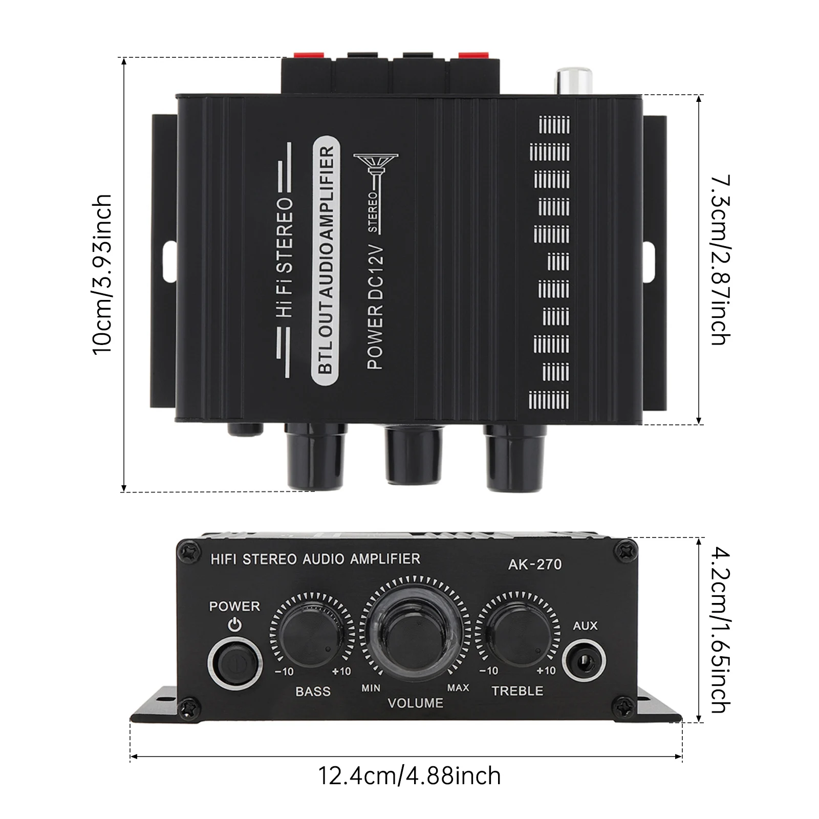 AK270 2Channel ClassD Digital Audio Power Amplifier for Car/Home with USB/SD AUX Input,Bass/Treble Control Audio Power Amplifier