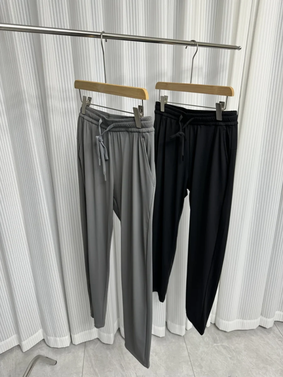 Cool Comfort Ice Silk Men's Casual Pants Straight Leg Four Way Stretch Summer Sports Leisure Trousers Breathable Youthful