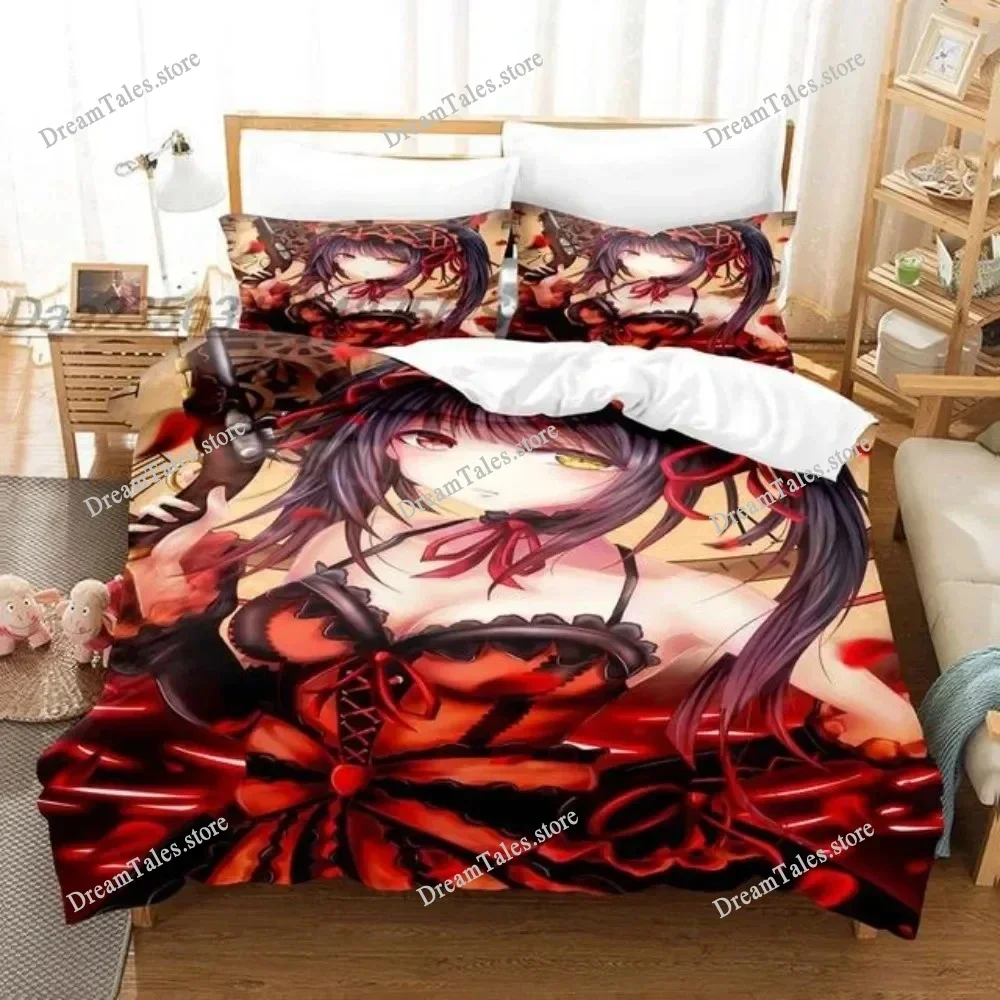 

Date A Live Kurumi Tokisaki Bedding Set Cartoon Anime Set Adult Kid Bedroom Duvet Cover Sets 3D Print Kawaii Anime Luxury Gift