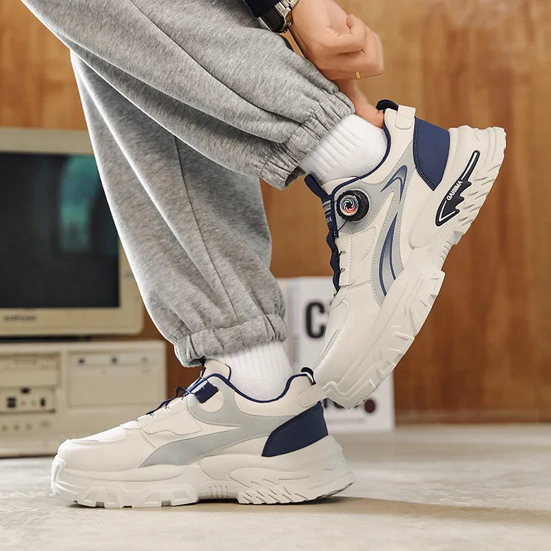 Streetwear Platform Casual Sneakers For Men Rotary Buckle Designer Shoes Comfortable Height Increasing Shoes Men's Sports Shoes