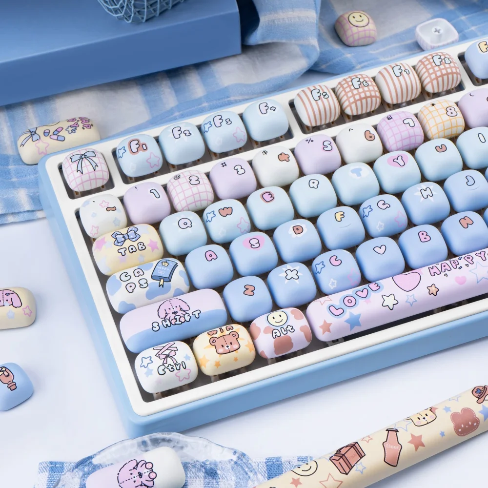 MOG Cute Round Key Cap Set PBT 137 Key Steamed Bun 7U Space Bar for MX Switch HI75 HI8 68 F99 104 64 Wooting Mechanical Keyboard