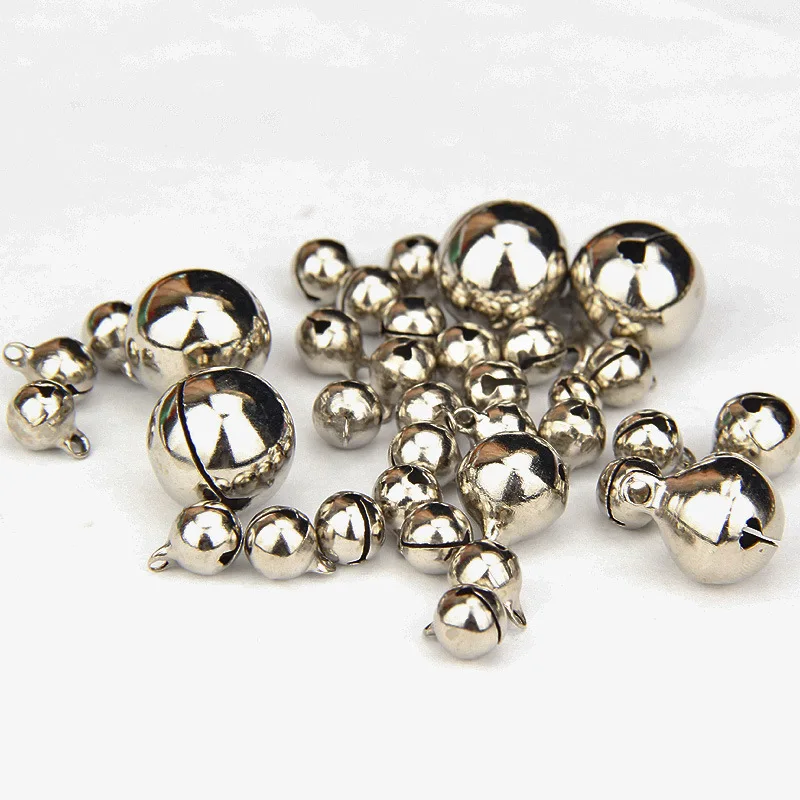 6-25mm Gold/Silver Plated Nickel Copper Jingle Bells Pendants Hanging Christmas Ornaments Decorations Party DIY Craft Accessory