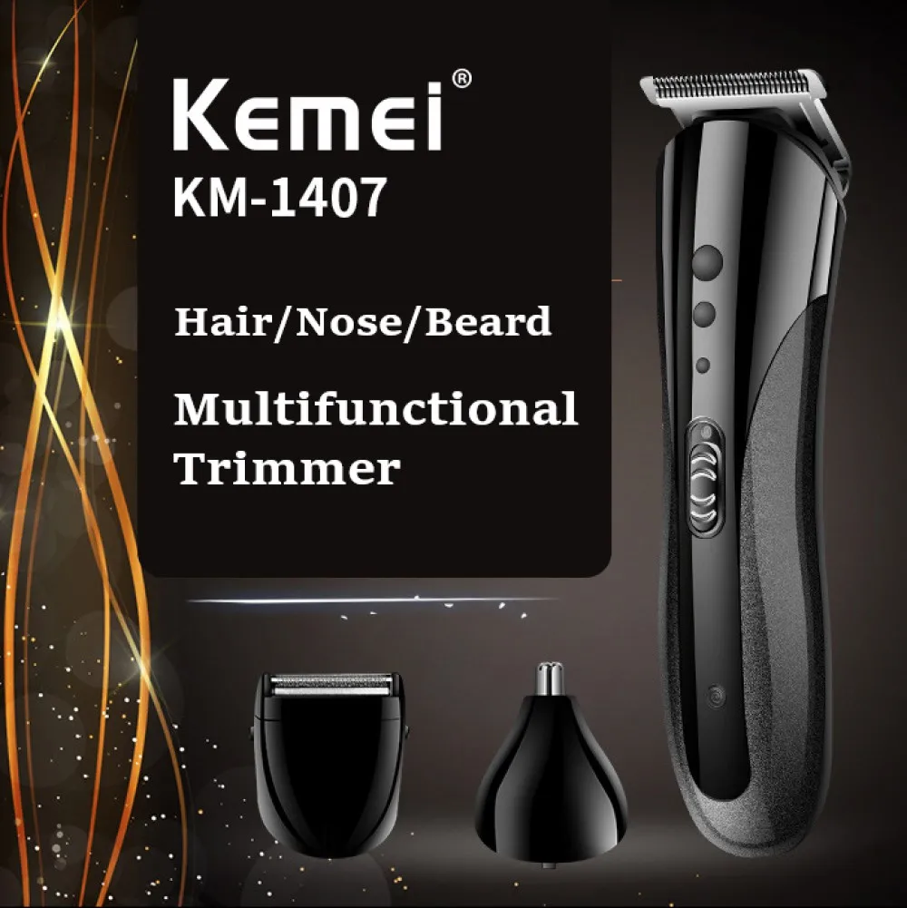 KEMEI KM-1407 cortadora de pelo eléctrica recargable para nariz, cortadora de pelo multifuncional para hombres, Afeitadora eléctrica profesional, maquinilla de afeitar para Barba