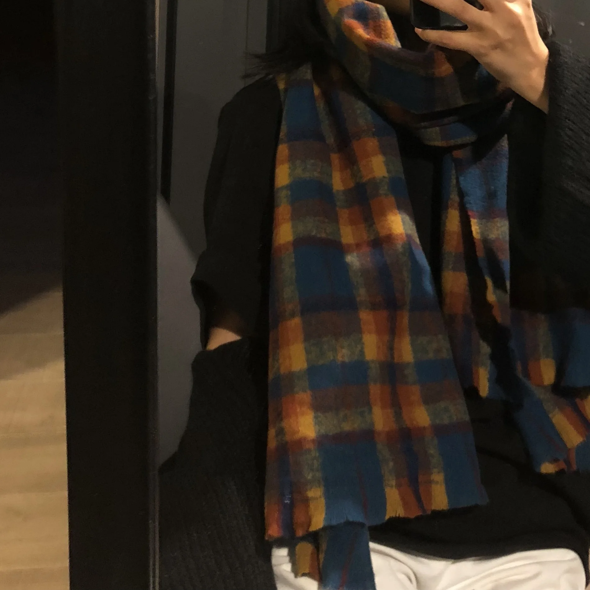 New Women Faux Cashmere Thick Air Condition Split Office Blanket Autumn Female Long Poncho Shawl Cape Loose Tassel Cloak Wh7