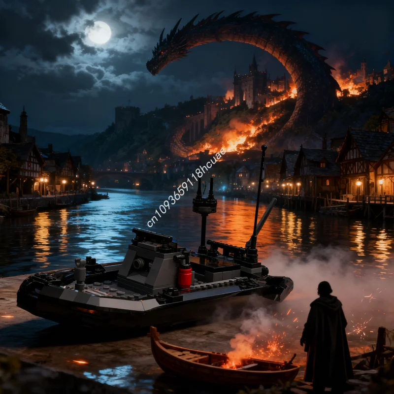 

137pcs MOC Creator Designer Sets US RHIB Boarding Boat Model Building Blocks Architecture Toys Christmas Gifts Education Idea