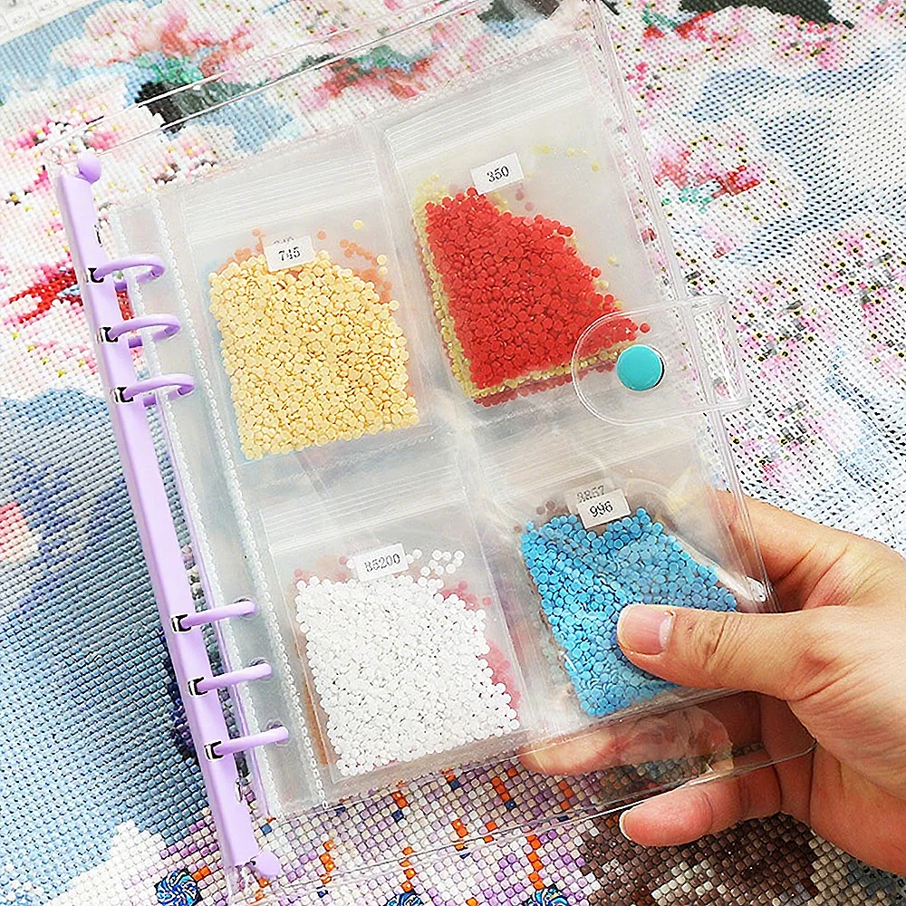 A5 5D Diamond Painting Bead Organizer Book with Clear Pages,for Organizing Various Beads, Jewelry, and Nail Art Accessorie