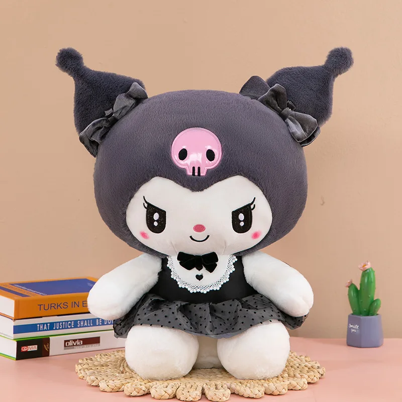 Juguete de peluche Kawaii Sanrio Kuromi, bonito muñeco de peluche, vestido negro, regalo de cumpleaños para niños y niñas, juguete de animales relleno suave