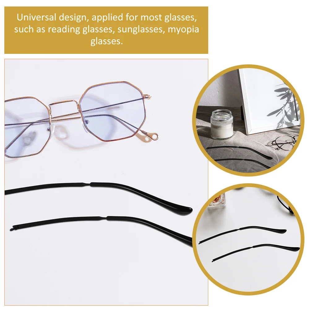 

2Pairs Eyeglasses Replacement Parts Metal Temples Universal Fit Glasses Eyeglass Replacement Temple Repair Accessories
