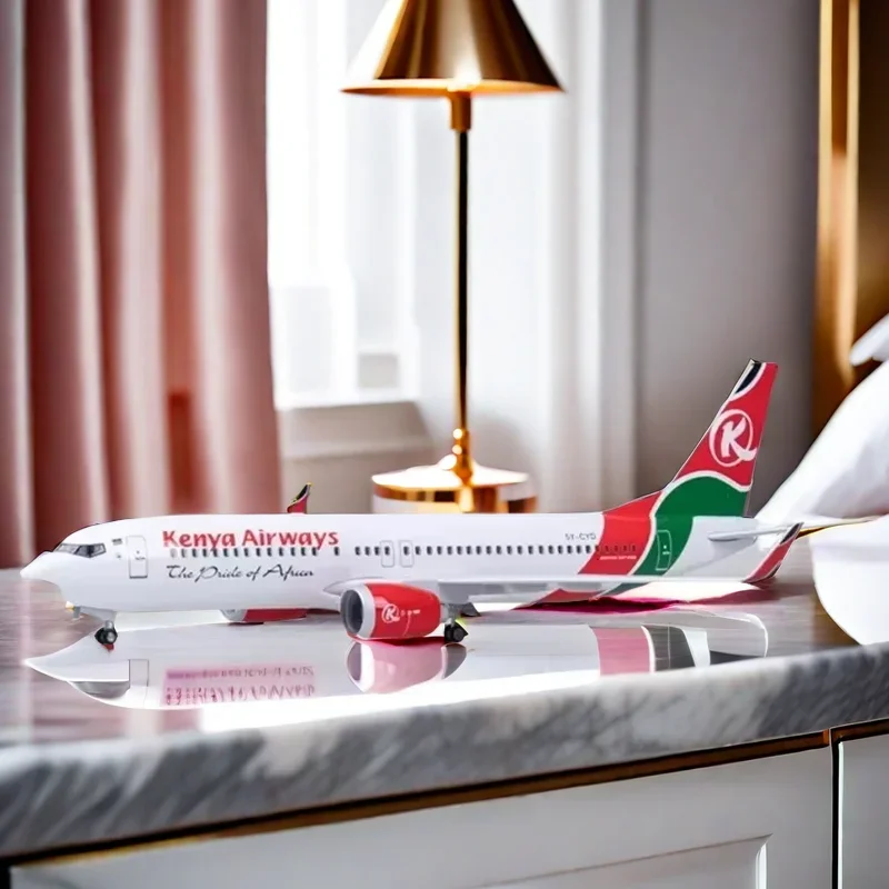 

Diecast Alloy Model Africa 1:85 Scale 47cm Kenya Airways Boeing 737MAX Resin Airbus Airplane With Light Collection Display Toy