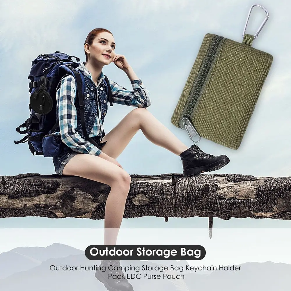 

with Carabiner Travel Tool Bag Mobile Phone Pouch Belt Bag Waterproof Wallet Zipper Pouch Coin Purse Waist Bag Fanny Pack