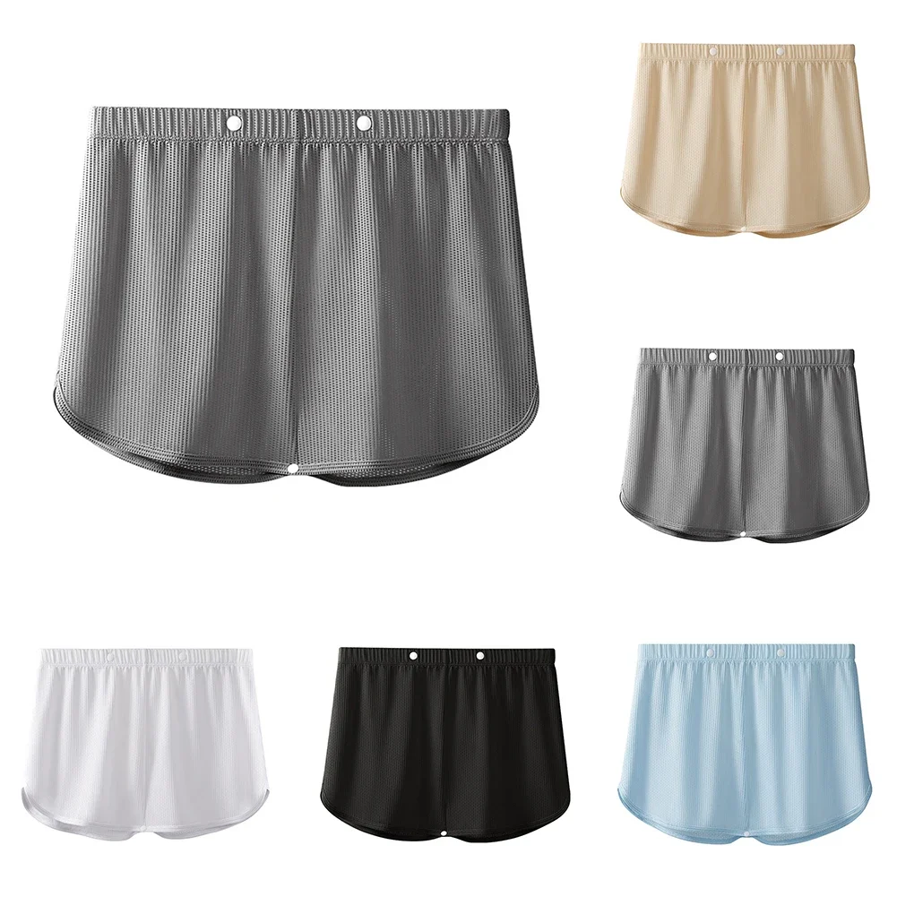 

Men Underwear Dress Open Crotch SeamlessButton Adjust Scrotum Panties Stretch Separation Lingerie Boxers Breathable Color Shorts