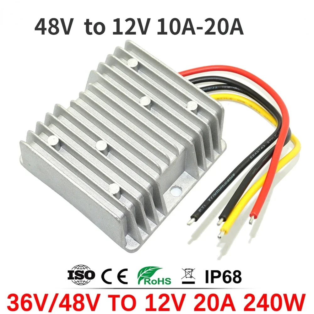 DC DC Step Down 36V 48V to 12V 20A 10A 15A Converter Power 36Volt to 12Volt Voltage Regulator Reducer Supply for Golf Cart Truck