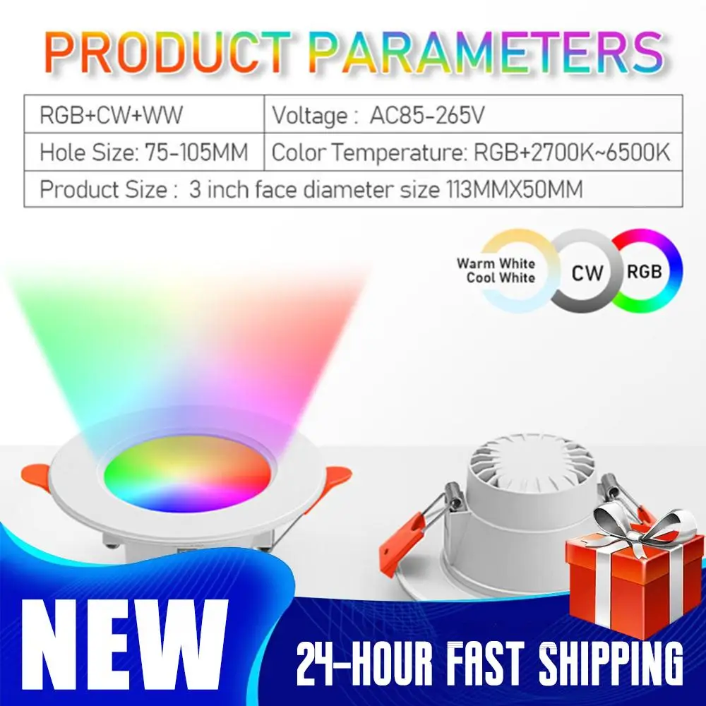 

1-5PCS LED Downlight Bluetooth Round Panel Light 2700K-6500K Recessed Down Light Lamp for Living Room Bedroom Decor 10W ﻿