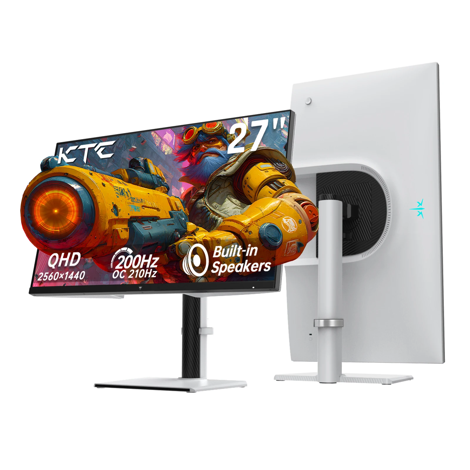 KTC 27 Inch Gaming Monitor 200Hz, 1440P Monitor with Speakers  Up to 210Hz Computer Monitors Fast IPS 1ms H27T6