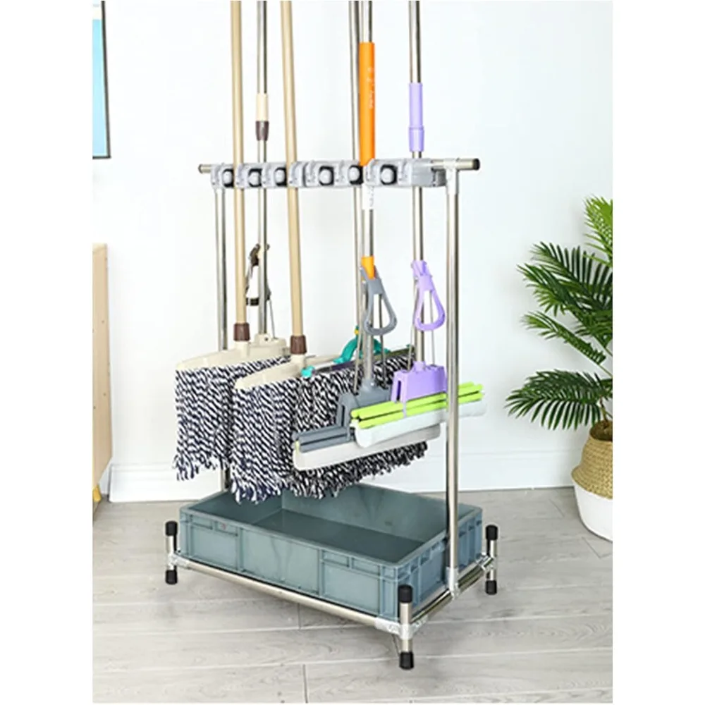 

Портативный держатель для метлы и швабры для коммерческого использования, тележка для хранения инструментов для чистки, органайзер для домашнего хозяйства, на открытом воздухе