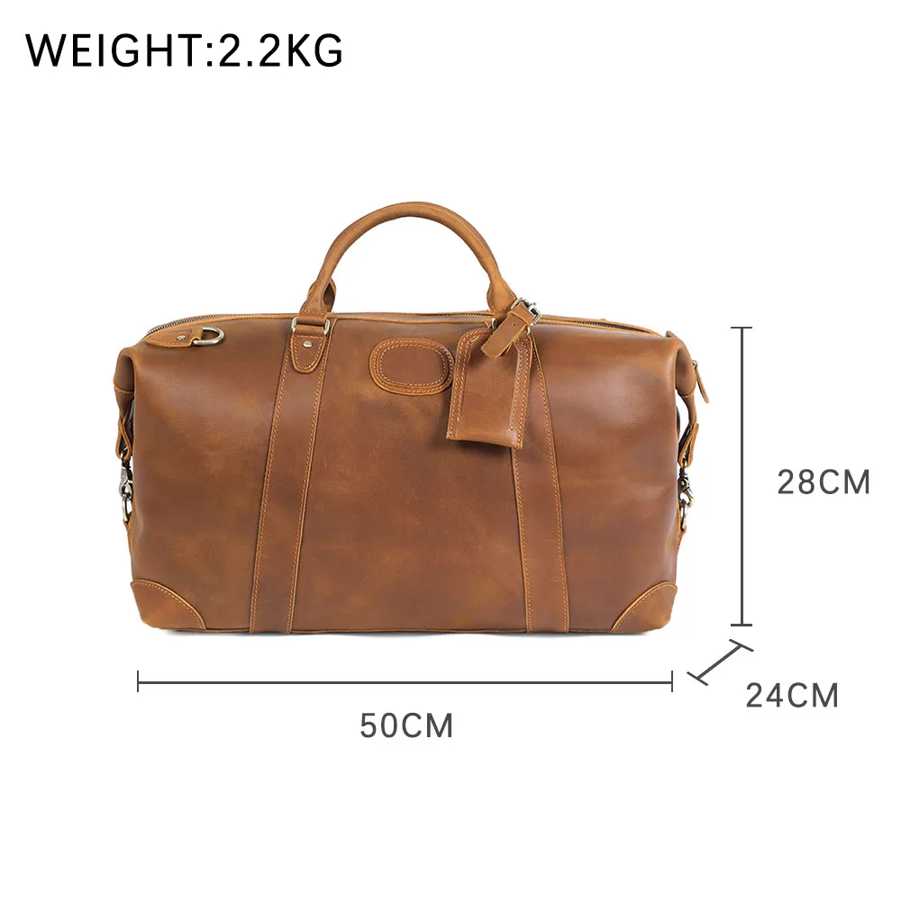 Men genuine leather travel duffel 24