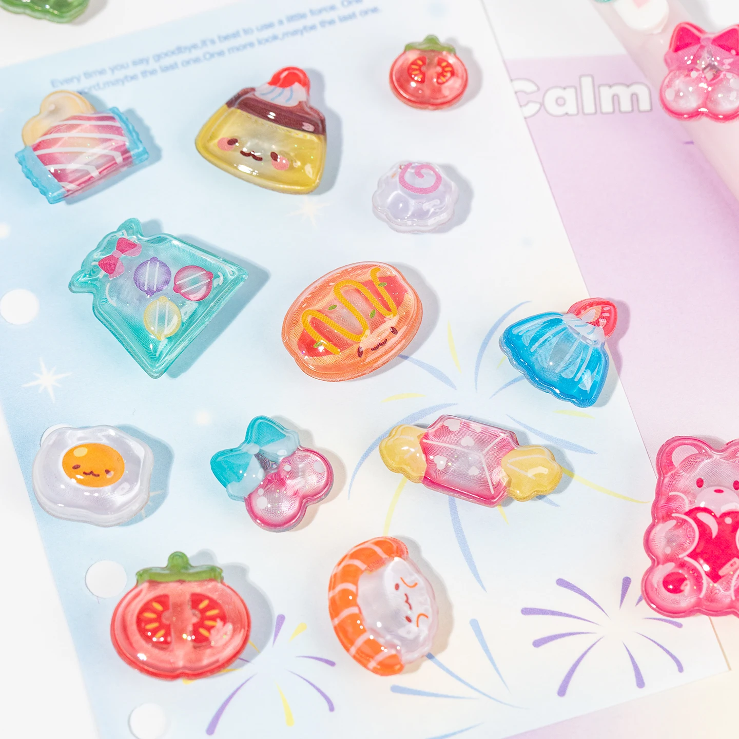 1Pc/Pack Cute 3D Sushi Candy Relief Stickers for Handmade Diy Scrapbooking Journaling Supplies