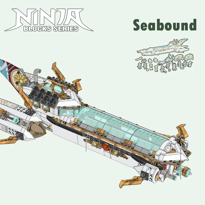 1159pcs Ninja Seabound Series Hydro Bounty Building Blocks 71756 Technical Bricks 10 Figures For Birthday Children Gifts