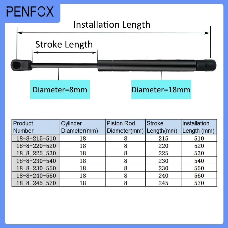 1PC 510mm-570mm 15kg/150N Universal Strut Bars Car Gas Spring Shock Absorber Hydraulic Lift Support Strut Bar Machine Gas Lift